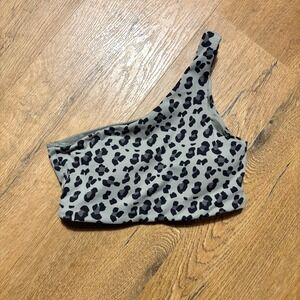 Ryderwear Adapt One Shoulder‎ Sports Bra Gray Leopard